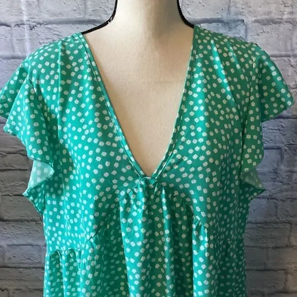 Shein Curve - Women’s Plus Light Teal & White Floral Dress - Picture 2 of 7